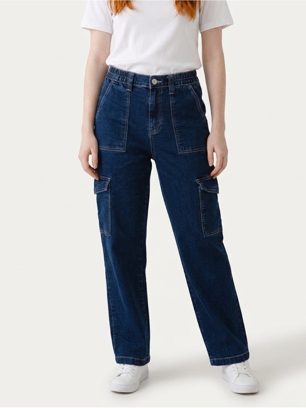 GOGO Jeans Wide Leg Cargo Jeans 3 26 Y2K Skater Dark Wash